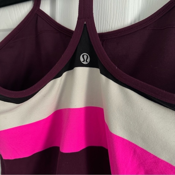 Size 4 Vintage Lululemon Power Y Tank - Pow Stripe/Raspberry Glow - Picture 5 of 6